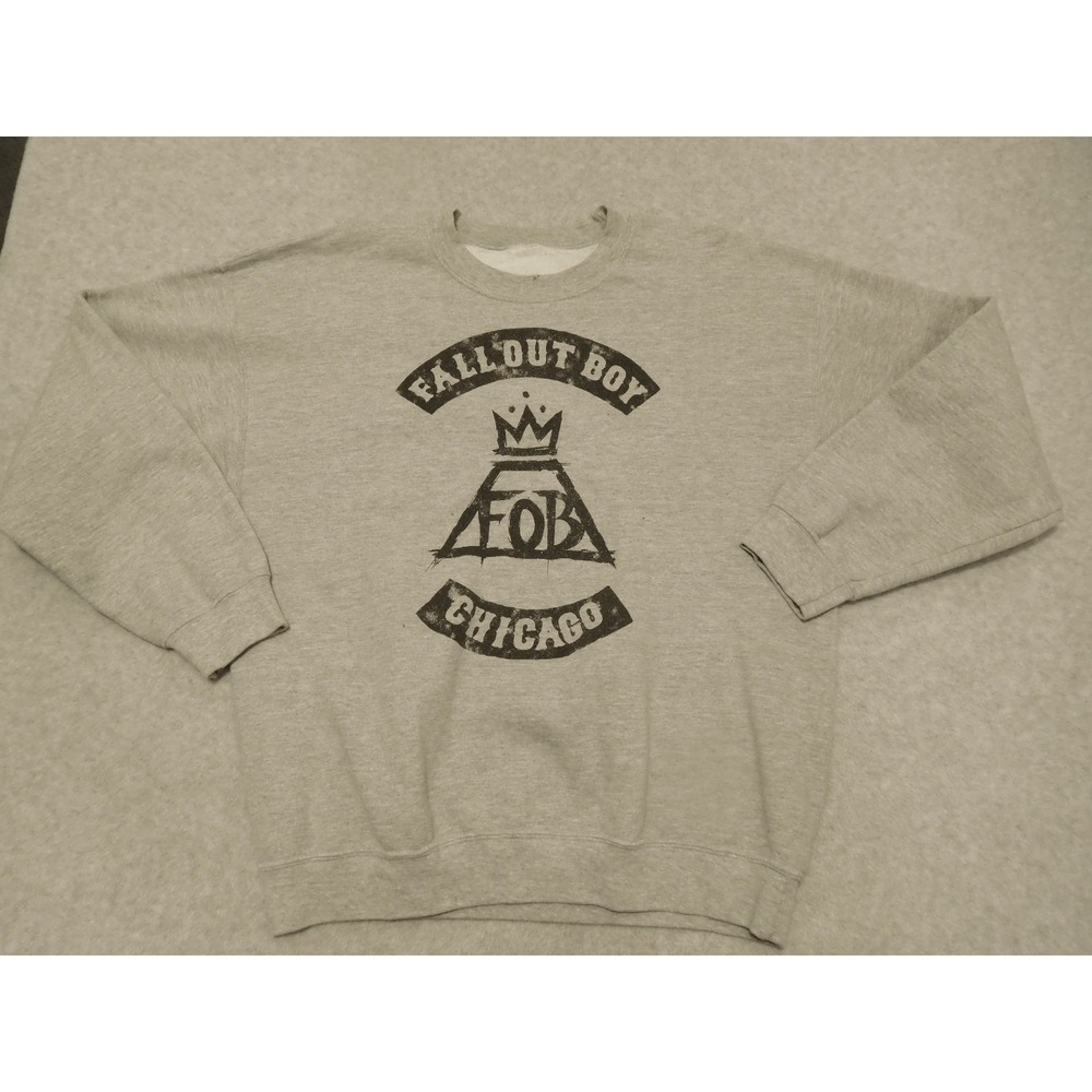 Fall Out Boy Sweater Mens Extra Large Gray FOB Chicago Band Music Merch